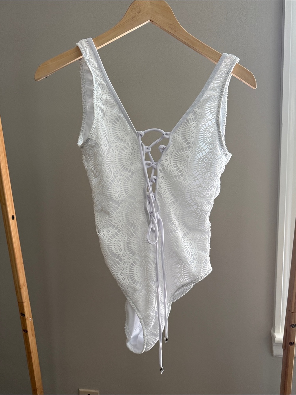 Misguided Lace-Up One-Piece Bodysuit Swimsuit